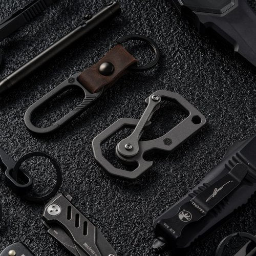 KeyUnity Titanium Carabiner Keychain Tool, 3 Functions in 1 Multitool for Everyday Carry (KU06)