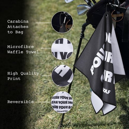 Shanker Golf - Funny Golf Towel - Microfiber Printed Hilarious Golf Accessory for Men - Two-Sided Reversible Towel
