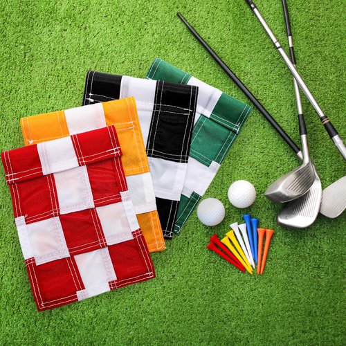 Bekith 4 Pcs Golf Flag Mini, Fade-Resistant 420D Nylon Golf Flags with Tube Inserted, Putting Green Flags for Yard Backyard Garden Practice, 8.5x6 Inch