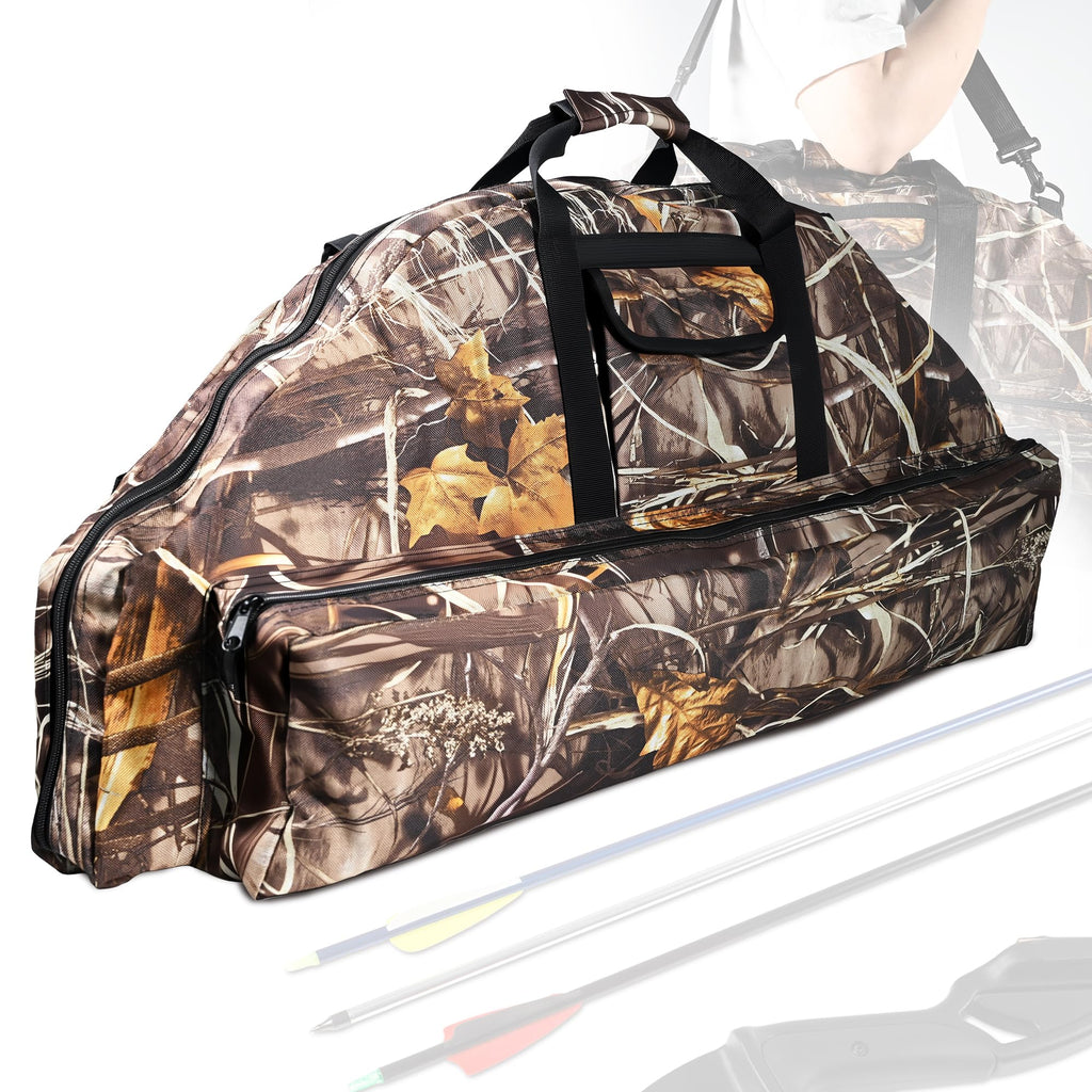 RQG Compound Bow Case, 37.5 inch Soft Bow Case for Compound Bow Bag Holder Lightweight with Multiple Pockets for Archery Hunting, Tip-to-Tip Length < 35.5in, Hand/Shoulder/Back Carry