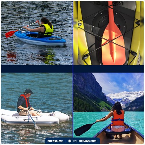 Five Oceans Telescoping Paddle - Floating Orange Boat Paddle Extends 21" to 42" | Compact & Durable Design
