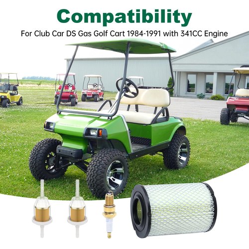 10L0L 1016110-01 Golf Cart Tune Up Kit for Club Car DS Gas 1984-1991 with 341CC Engine, Air Filter 1013379 1012506 Fuel Filter 1013684 1014522 102003201 Park Plug 1012522 CJ8Y