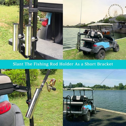 10L0L Fishing Rod Holder for Golf Cart, Stainless Steel Rod Holder Side Mount 7/8 Inch to 1 Inch for Yamaha, EZGO, Club Car DS / Precedent (2 Pack)