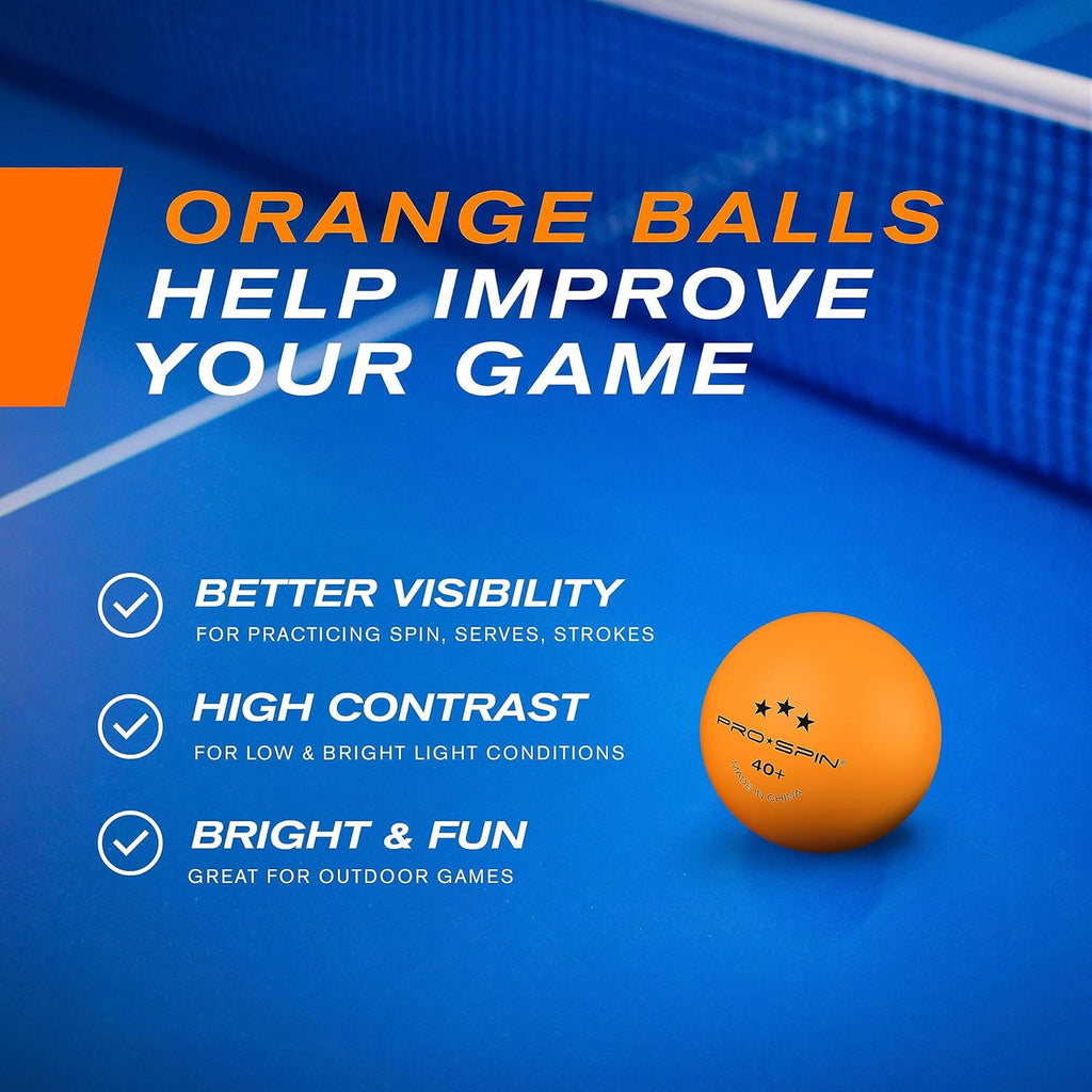 PRO-SPIN Ping Pong Balls - 3-Star Premium Orange Table Tennis Balls | High-Performance 40+ ABS Material