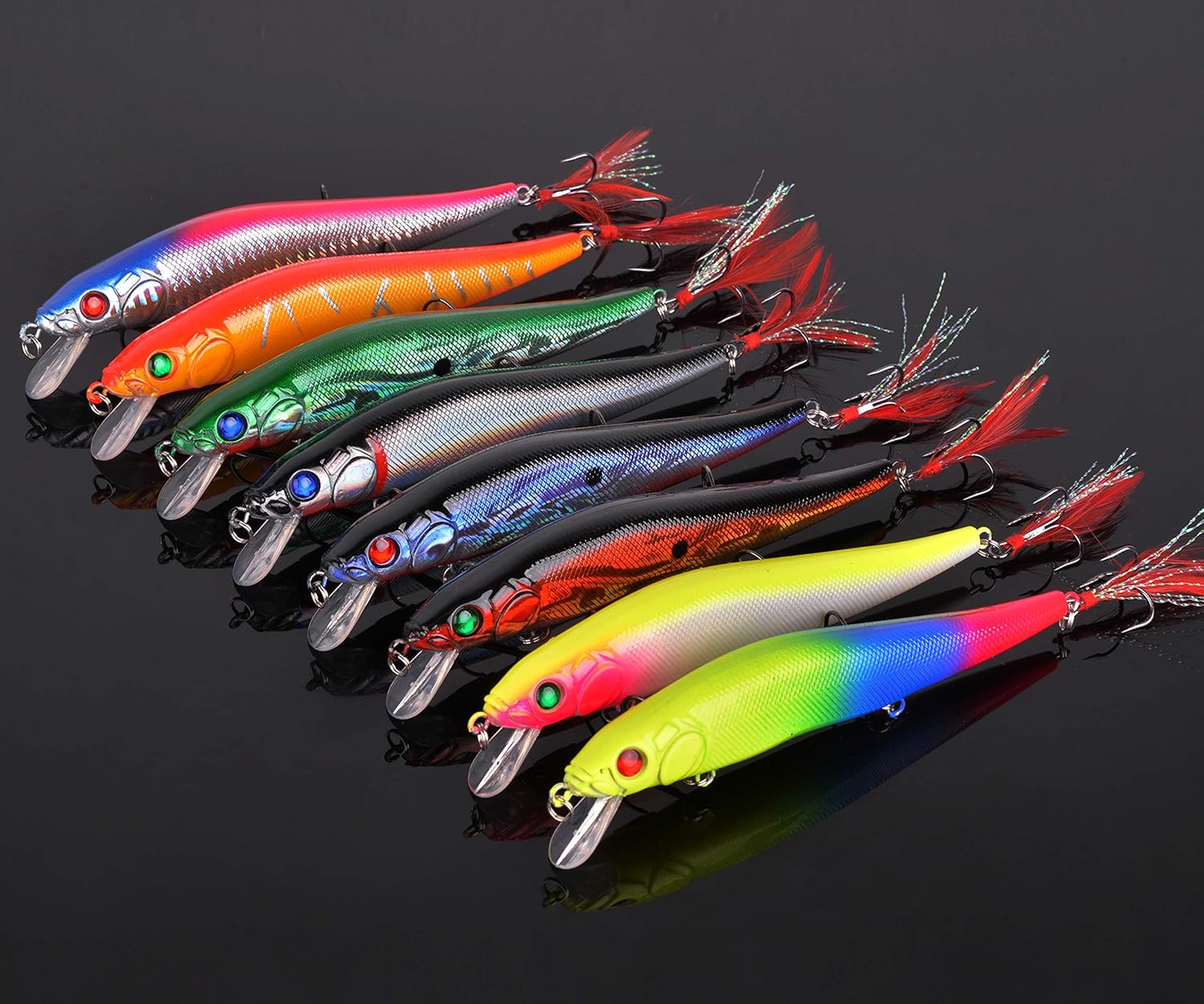 Skiennix Fishing Lures Kit - Crankbait Minnow & Jerkbait Set for Bass, Trout & Walleye | Deep Diving Bait