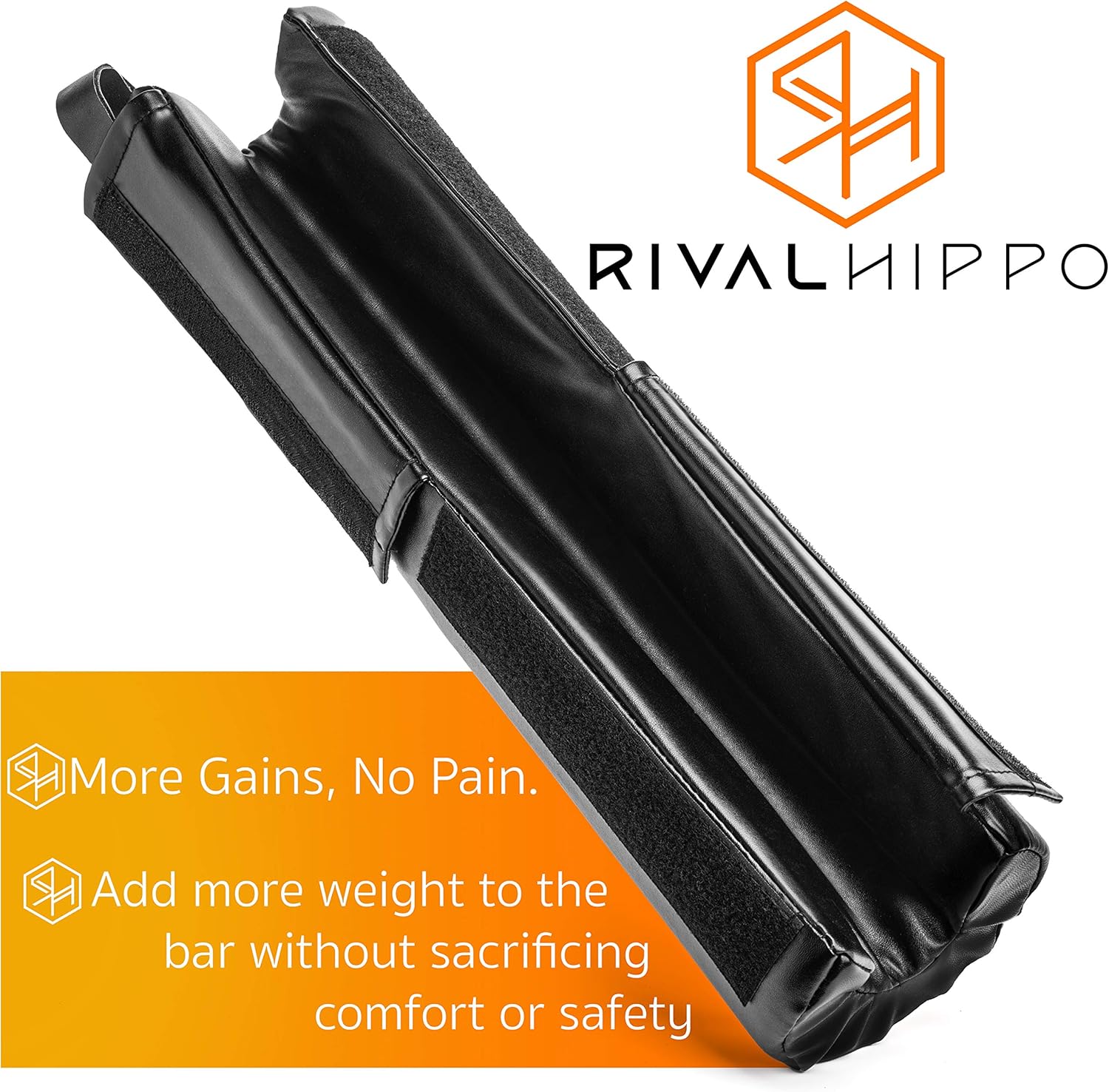 Premium Hip Thrust & Squat Pad - Non-Slip Barbell Pad for Comfortable Workouts | Reinforced PU Leather, Built-In Safety Straps