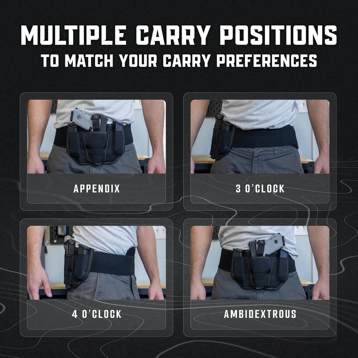 VNSH Belly Band Holster - Comfortable & Secure Concealed Carry | Fits 99% of Handguns with Mag Pouches