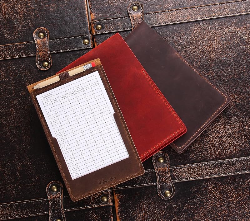 Variation of THIS listing Coffee: Handmade Leather Golf Scorecard Holder with Built-in Pencil Loop