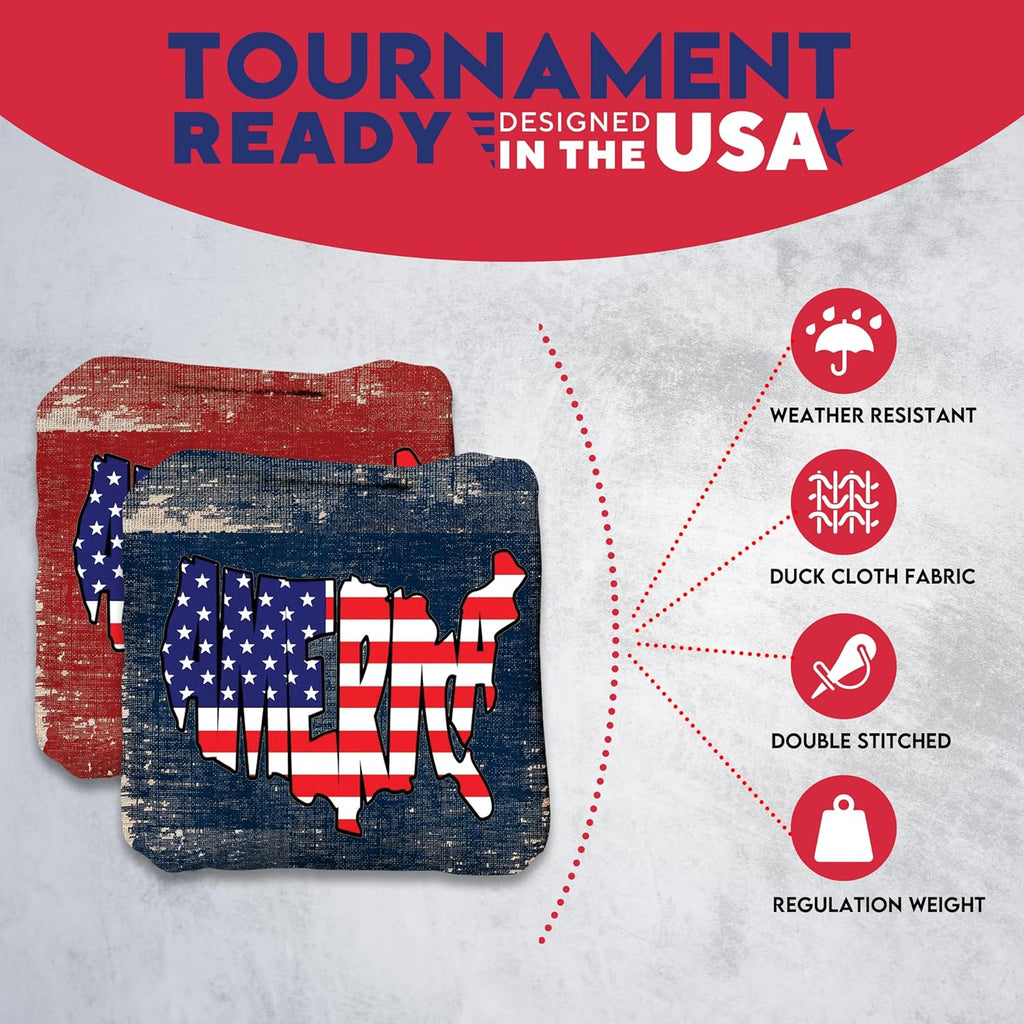 Pro Cornhole Bags by CornholeGamesUSA - Regulation Set of 8 for Tournament Play | Slick n Stick Design