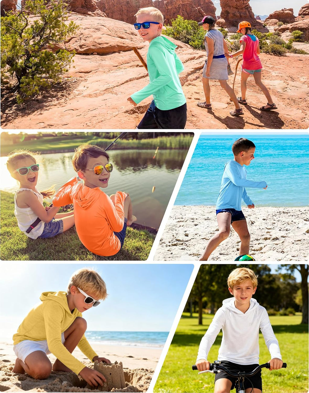 Roadbox Boys Rash Guard | UPF 50+ Long Sleeve Hoodie for Youth UV Sun Protection - Perfect for Fishing & Beach