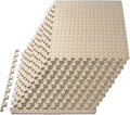 ProsourceFit Exercise Puzzle Mat - ½-Inch EVA Interlocking Foam Tiles for Home Gym | Beige, 48 Sq Ft (12 Tiles)