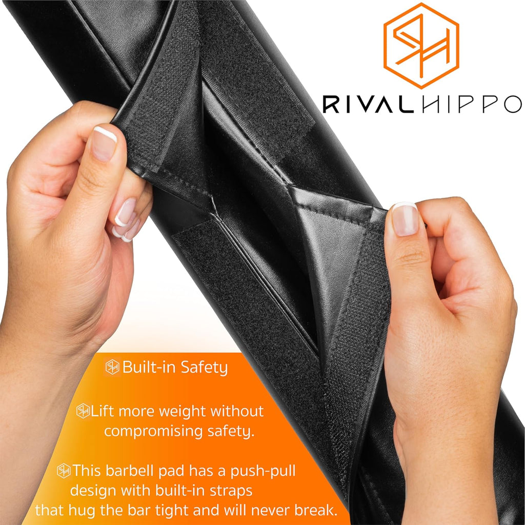 Premium Hip Thrust & Squat Pad - Non-Slip Barbell Pad for Comfortable Workouts | Reinforced PU Leather, Built-In Safety Straps