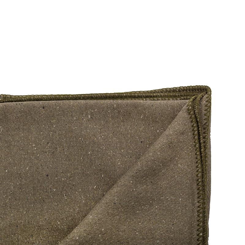 Olive Green Stansport Wool Blend Camp Blanket - 80" L x 60" W