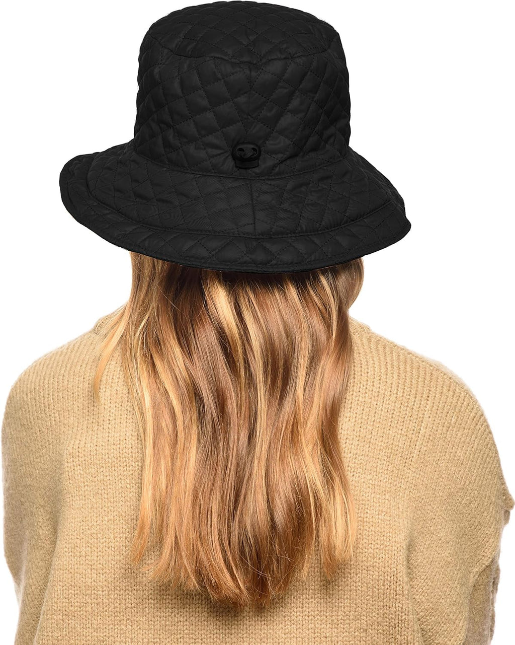 Skiennix Foldable Water-Repellent Quilted Rain Hat - Adjustable Drawstring Bucket Cap