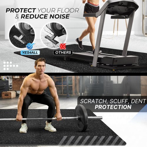 Yes4All Rubber Gym Flooring for Home Gym, 0.56" Thick Gym Flooring Tiles, EVA Foam Mats with Rubber Top, Protective Flooring Mat