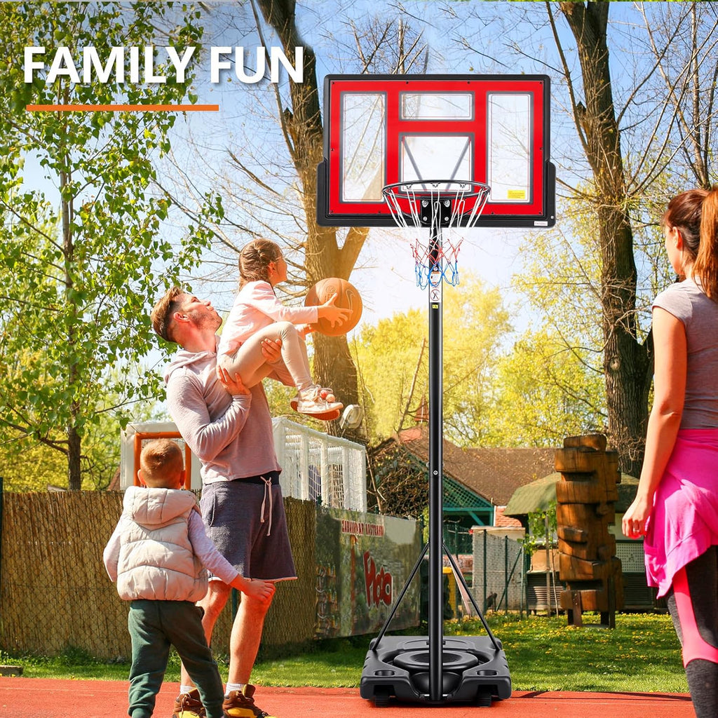 Sweetcrispy Portable Basketball Hoop - Adjustable Height, Shatterproof Backboard & Shock Absorbent Rim | Ideal for Backyard or Driveway