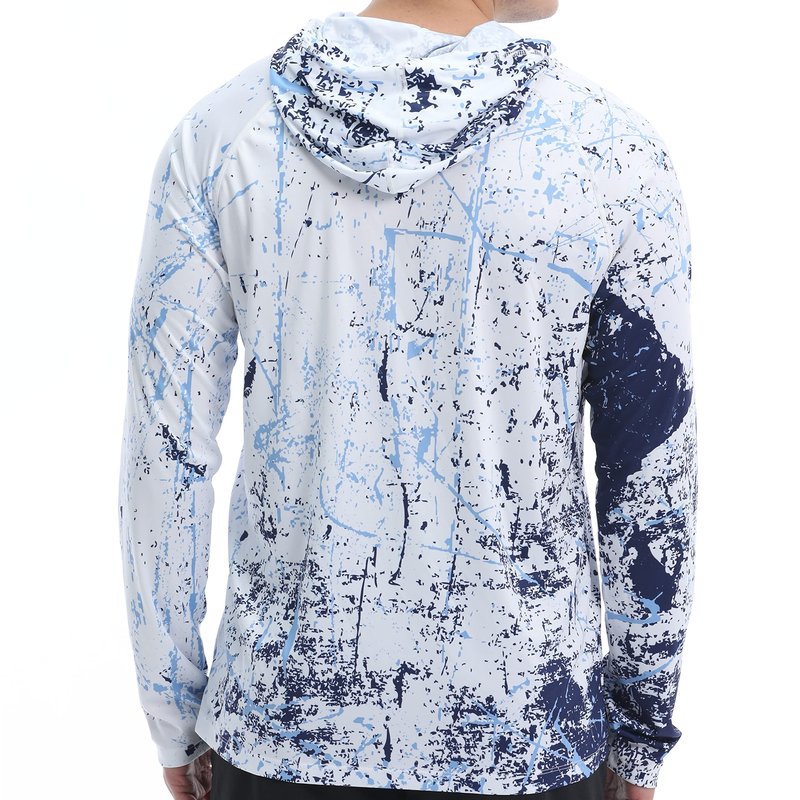 Men's UPF 50+ Sun Protection Hoodie Shirt Long Sleeve SPF Fishing Outdoor UV Hiking Shirts Lightweight White Large