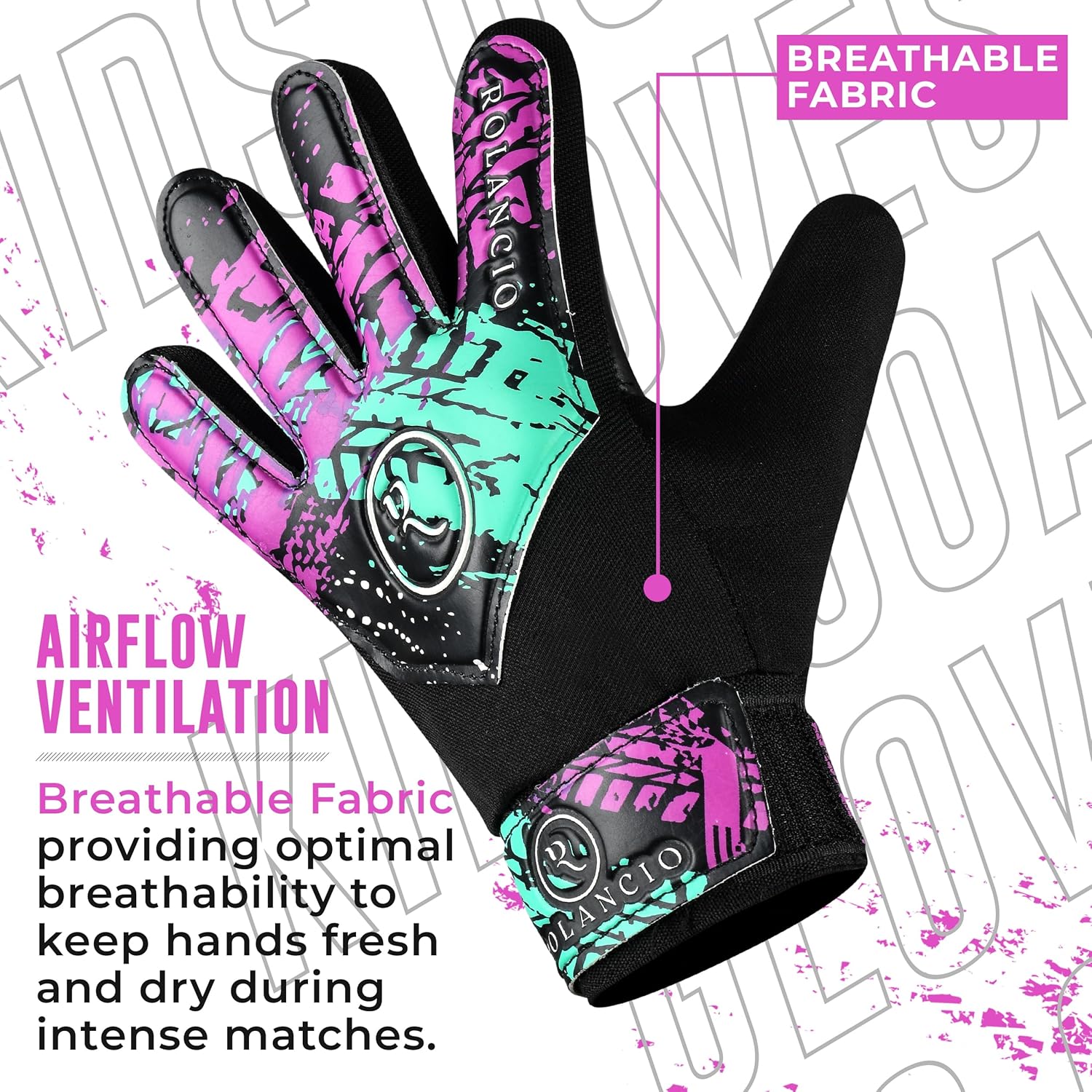 Rolanicio Goalie Gloves - Kids' Soccer Gloves with Dual Wrist Protection | Breathable Non-Slip Latex
