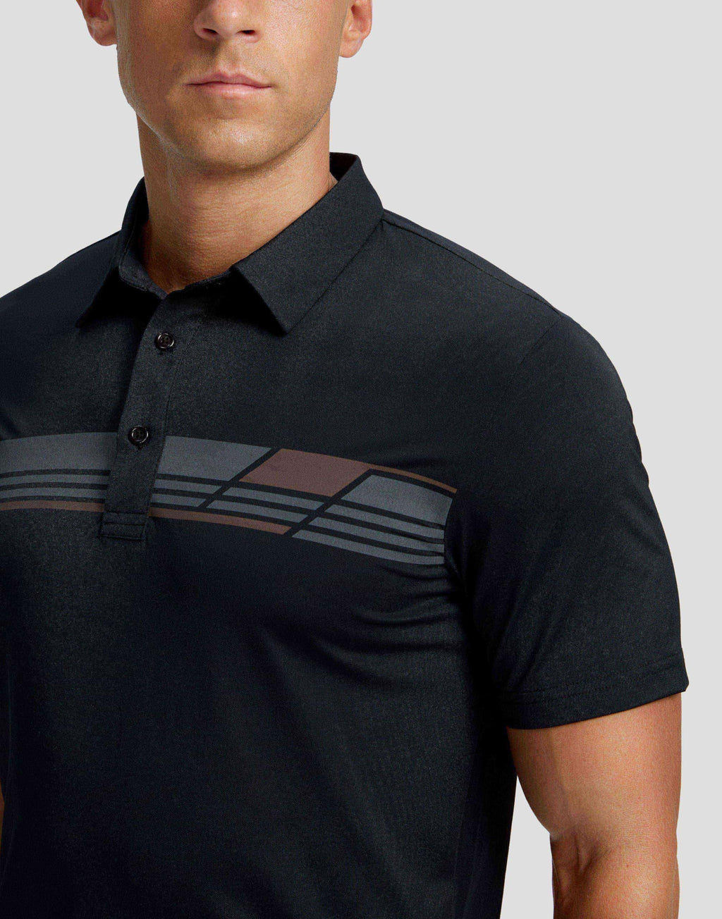 Men's Golf Shirts Dry Fit Moisture Wicking Performance Short Sleeve Collared Polo Shirts for Casual Athletic Business (Black Parallelogram, 4XL)