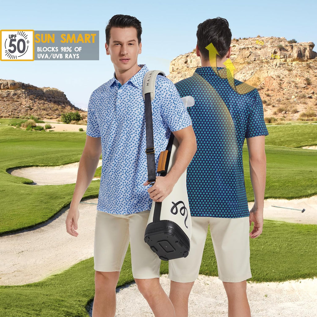 Skiennix Men's Golf Shirt - Moisture-Wicking Dry Fit Performance Polo | Short Sleeve, Stylish Print