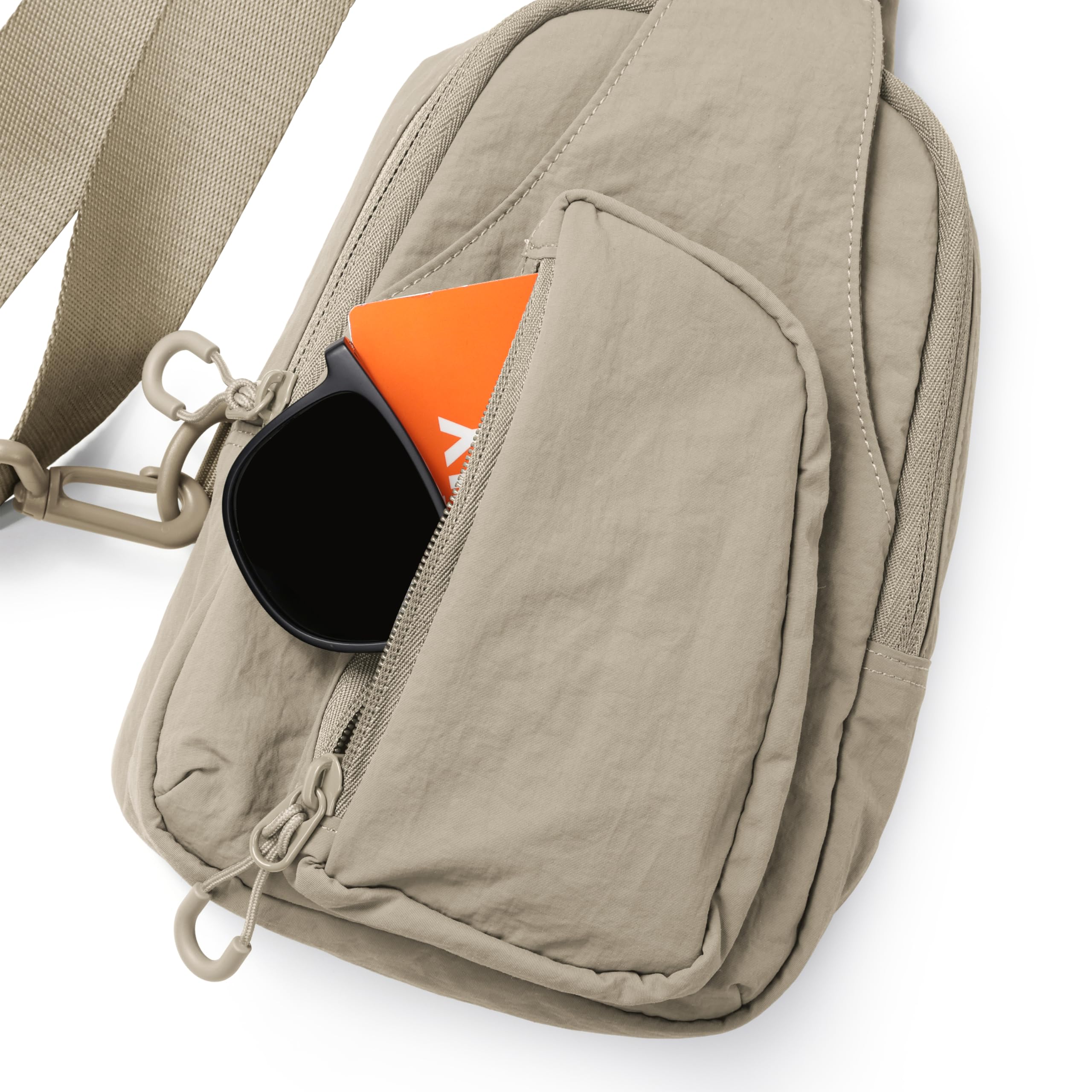 ODODOS Sling Bag with Adjustable Straps Crossbody Chest Bag Lightweight Small Backpack for Casual Outdoor Traveling Hiking, Taupe