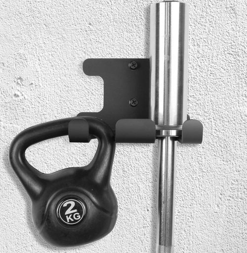 Barbell Holder Wall Mount Heavy Duty Vertical Barbell Holder Weight Bar Holder for Olympic Barbell, Curl bar, Commercial or Home Gym Accessory (Black-double, fits 33mm bar)