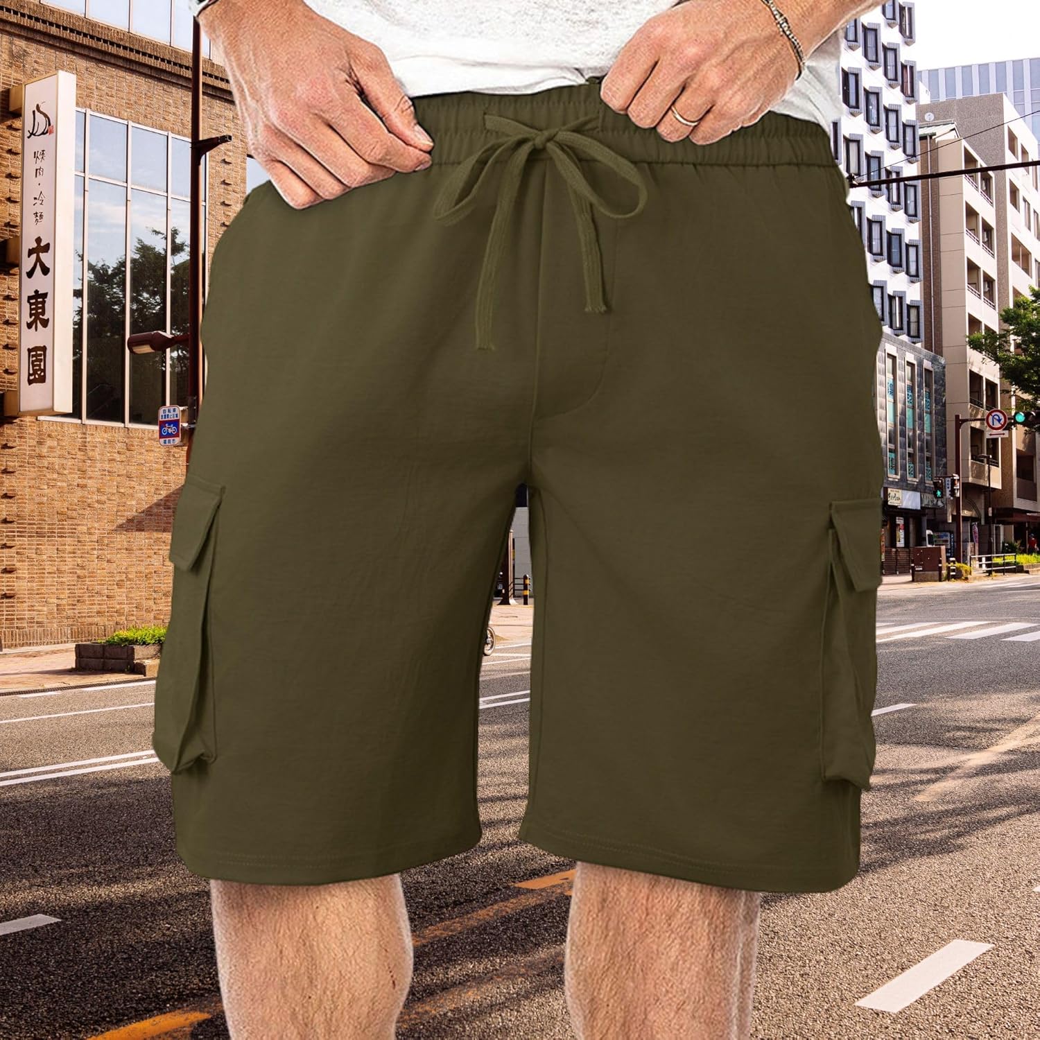 ZOCANIA Men's Cargo Shorts - Summer Sport Shorts with Elastic Waist & Pockets | Comfortable Fit