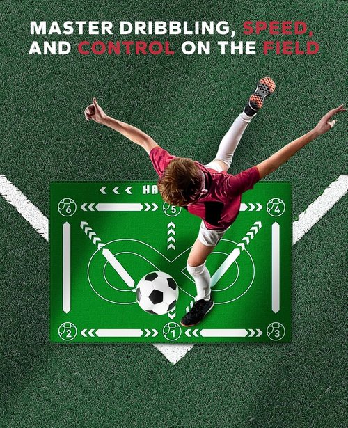 HAPBEAR Soccer Training Mat - Professional Footwork & Ball Mastery Equipment - Anti-Slip, 0.2" Thick for Home & Gym
