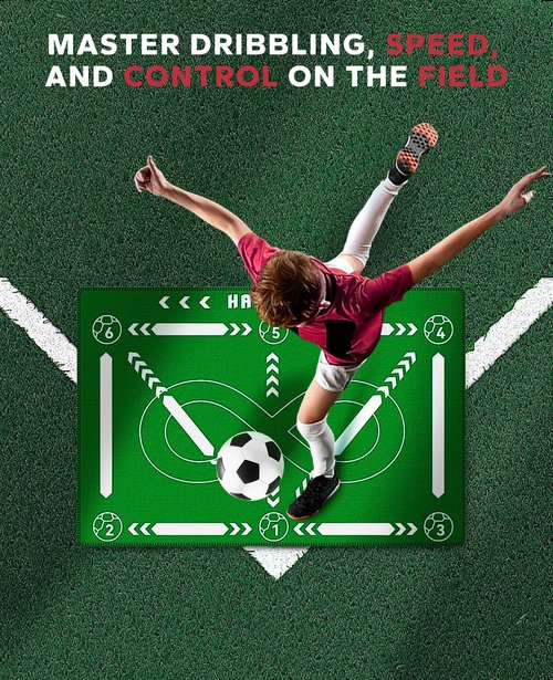 HAPBEAR Soccer Training Mat- Thickened 0.2 inch, Soccer Training Equipment for Footwork and Ball Mastery, Anti-Slip and Silent, Idea for All Ages to Improve Speed Strength Agility and Coordination