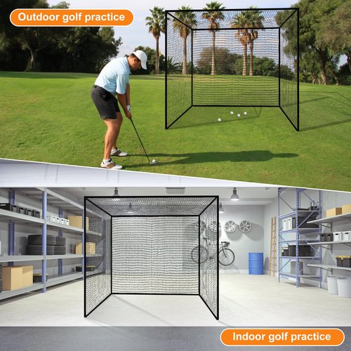 Heavy Duty Nylon Golf Batting Cage, 7.8 * 7.8 * 7.8ft Batting Cage Net with 10 Carabiners and 4 Tie Rope,Durable Golf Practice Net Batting Net for Backyard,Baseball Net Indoor Outdoor (ONLY NET)