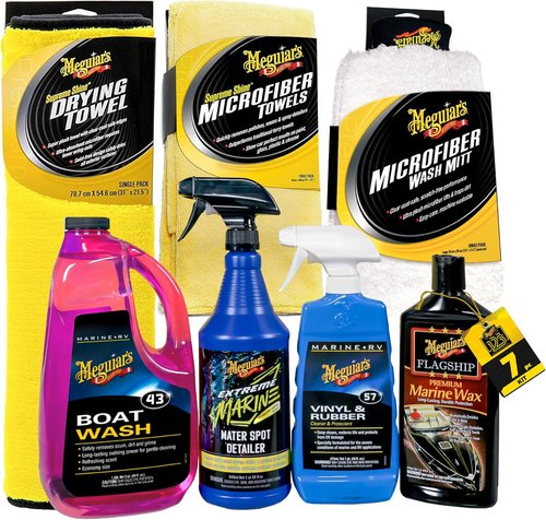 Meguiar's Boat & RV Wash & Wax Starter Kit | Ultimate Detailing Solution for Boats & RVs - Includes Wash, Wax & Accessories