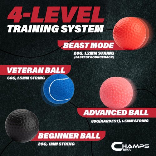 Champs MMA Boxing Training Bundle - Reflex Ball Set with Punch Counter App & Kids Punching Bag | Enhance Speed, Agility & Coordination for All Ages