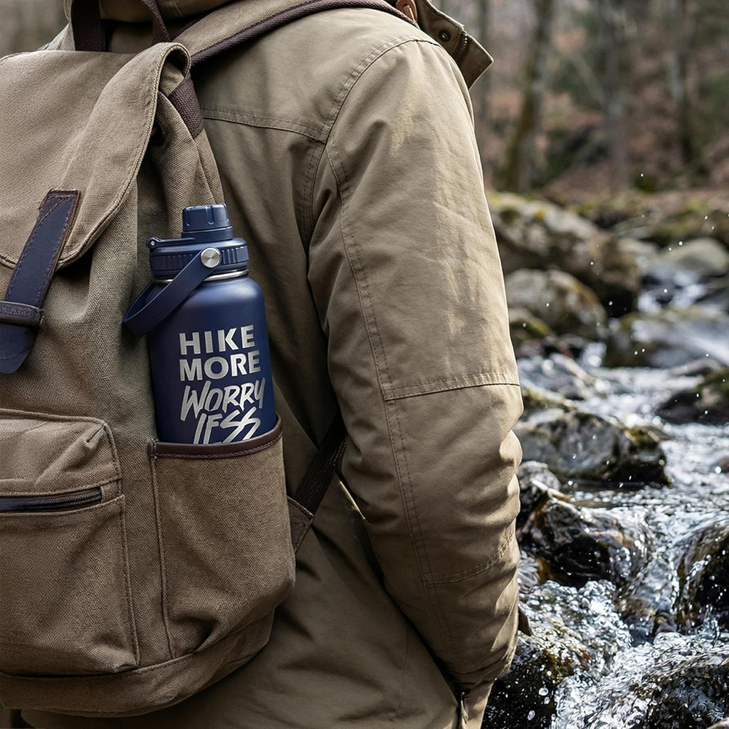 SANDJEST Insulated Stainless Steel Water Bottle - 32oz Vacuum Chug Lid for Hiking | Perfect Gift for Adventurers