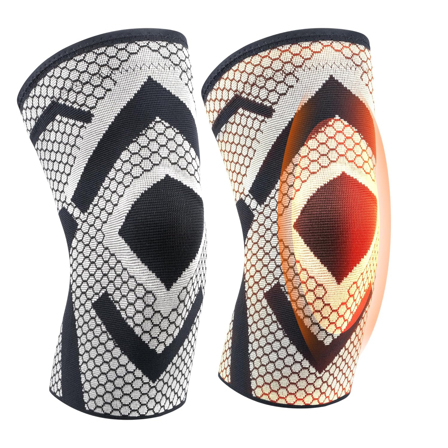 Skiennix Knee Support Brace - Thermal Compression Pads for Men & Women | Pain Relief for Meniscus Tear & ACL (Large)