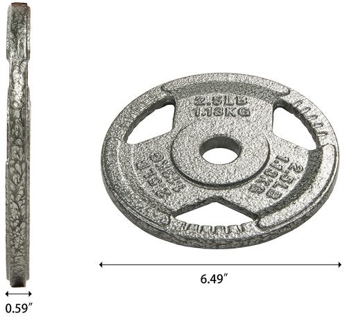 Fitvids Cast Iron Plate Weight Plate for Strength Training and Weightlifting, 1-Inch Center, 2.5LB (Set of 4)
