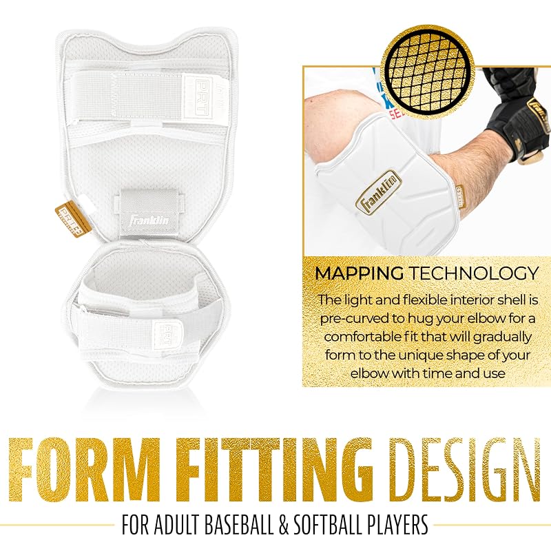 Franklin Elbow Guard for Baseball/Softball White Gold Youth - PRT Protective Gear