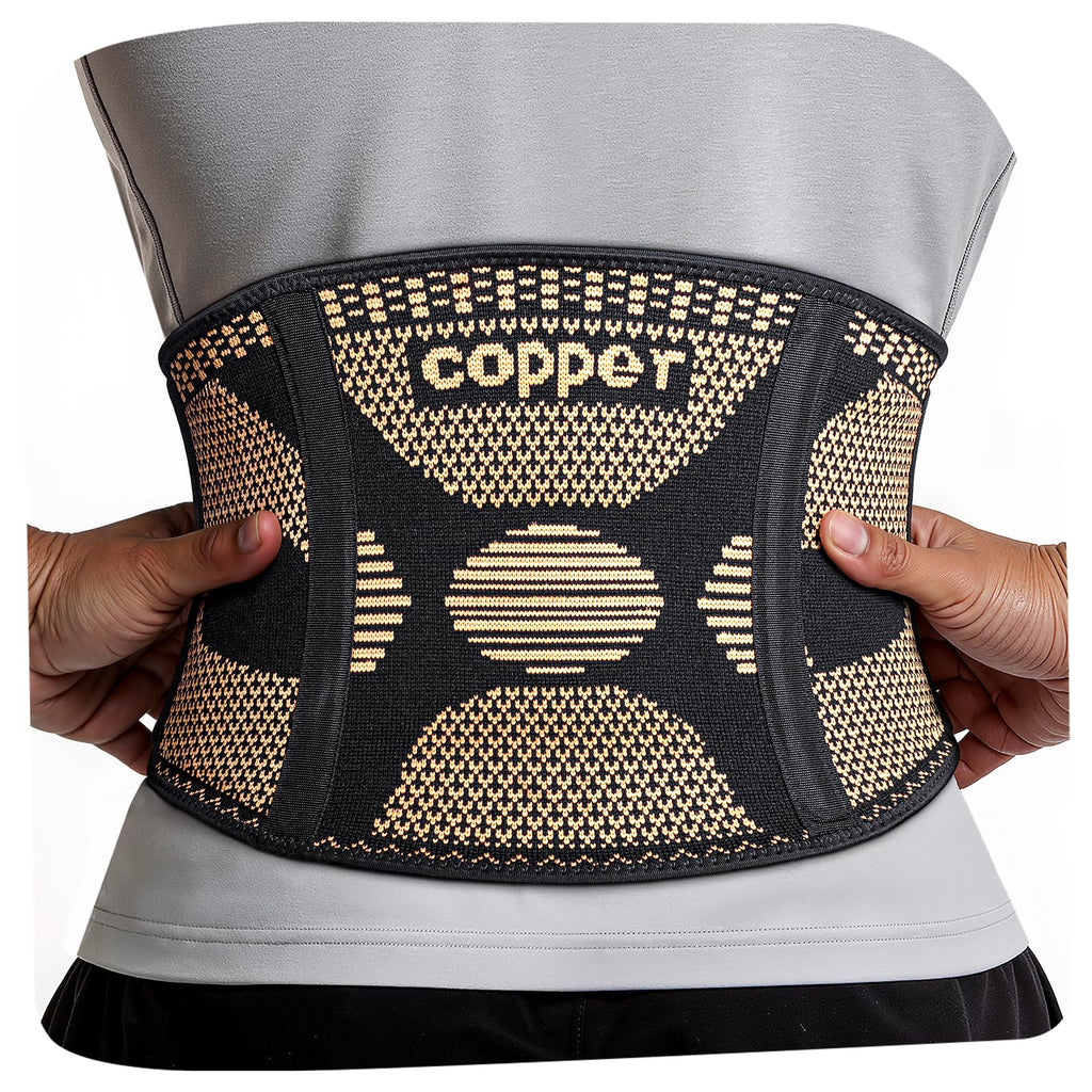 SOLOEVER Copper Back Braces for Lower Back Pain, Breathable Lumbar Support Belt for Men and Women, Lower Back Brace for Herniated Disc, Sciatica, Scoliosis, Heavy Lifting (Black, Large)