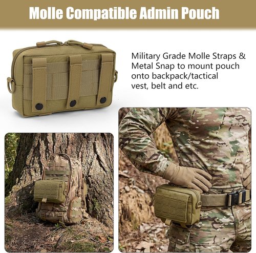 Bvya Tactical Molle Admin Pouch - Versatile EDC Utility Tool Waist Pack with Flag Patch Included