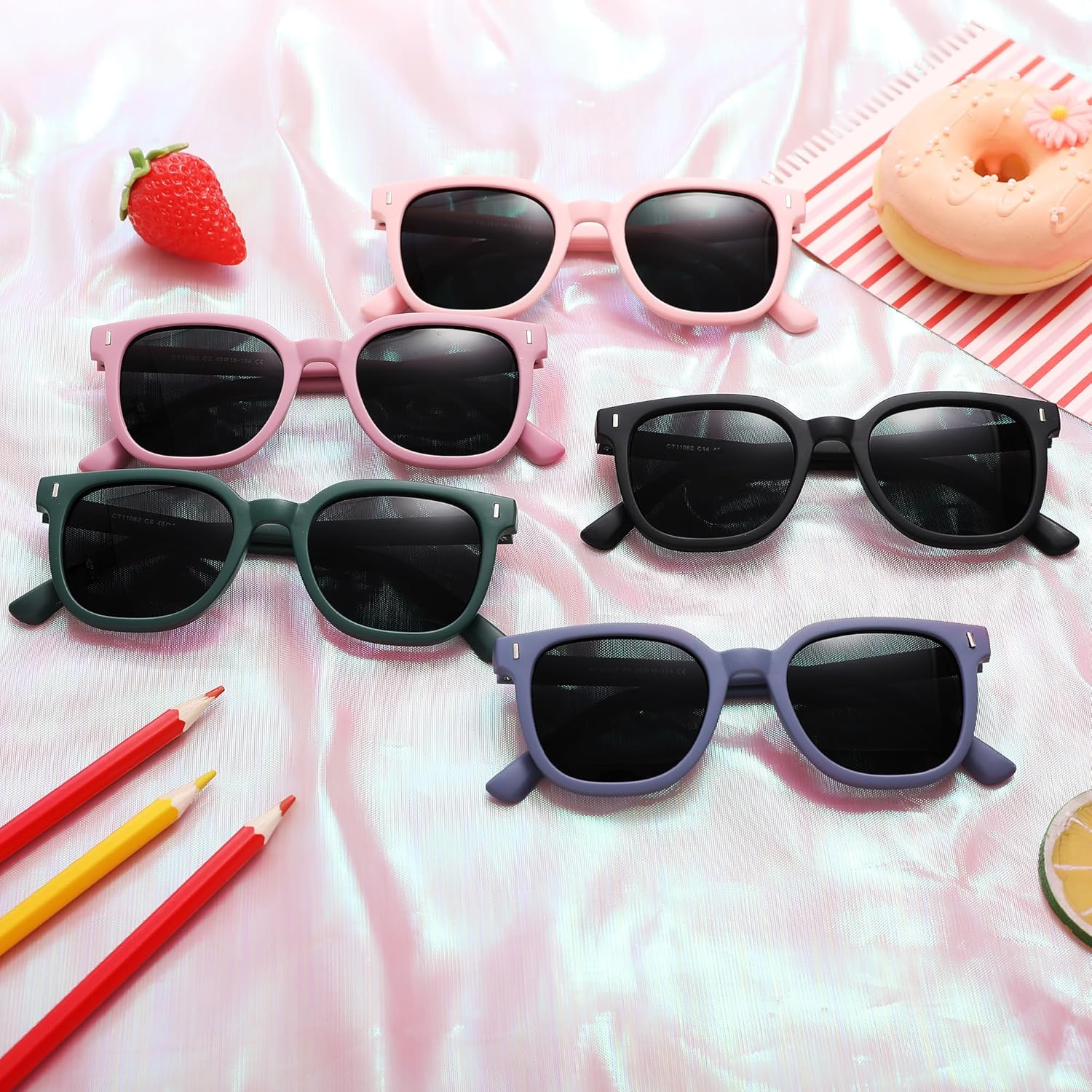 Pro Acme Polarized Kids Sunglasses - Flexible TPEE Rubber Square Shades for Ages 3-10