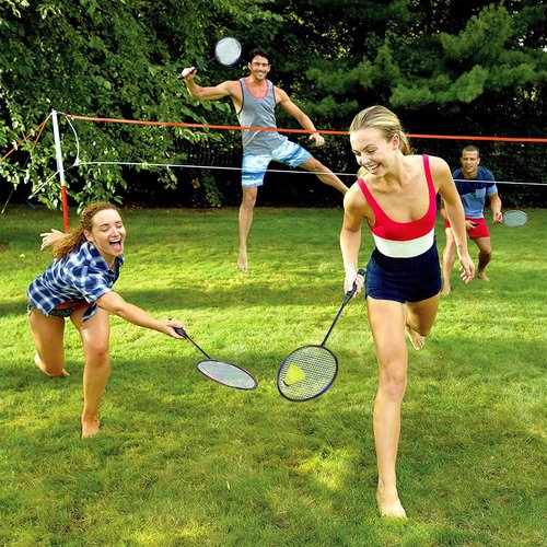 KH Badminton Rackets Set of 4,Beach Lawn Backyard Game Outdoor Sports,4 Racquets,6 Shuttlecocks & a Carry Bag Included