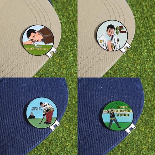 JIAOWEI Enamel Golf Ball Marker with Magnetic Hat Clip - Great Golf Gifts for Men and Women Golfers(4-Pack)