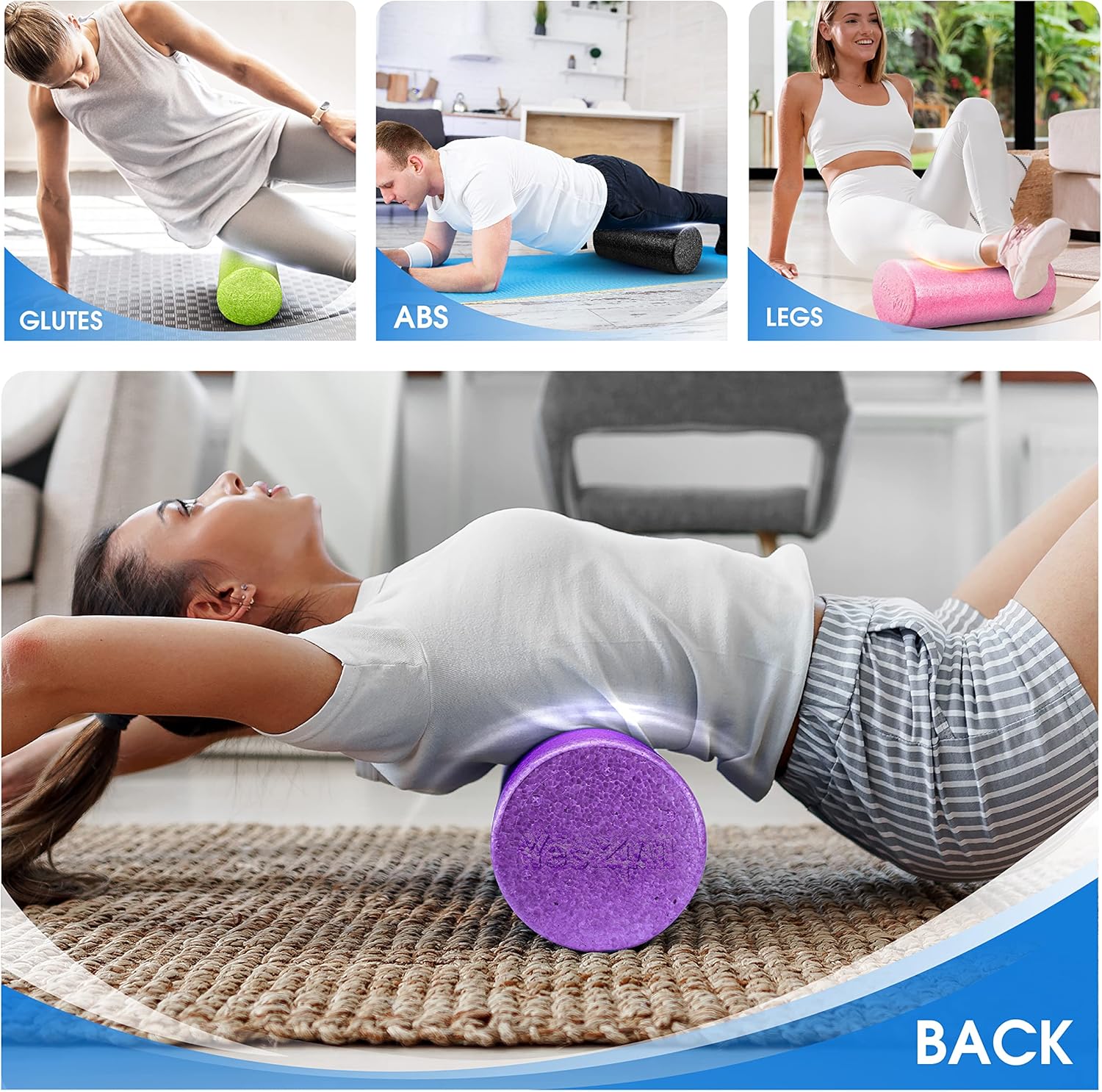 Yes4All High-Density EPP Foam Roller - Versatile Exercise Tool for Yoga, Pilates & Stretching | 12-36 Inch Sizes