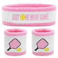 3 Pcs Pickleball Sweatband Set Men Women, Moisture Wicking Sweat Absorbent 2 Wristbands and 1 Headband for Basketball Tennis, Great Gift for Sports