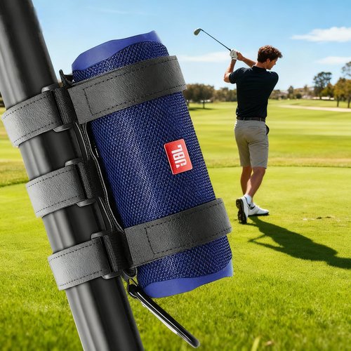 ALIENSX Premium Leather Speaker Mount - Universal Waterproof Holder for JBL Charge/Flip, Beats Pill - Golf Cart, Bike, ATV, Boat - 15lb Capacity