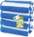 Utopia Towels Cabana Stripe Beach Towels - Oversized 100% Cotton, Quick Dry, 30x60 Inches, Blue - 4 Pack