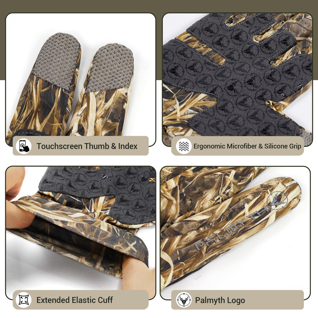 Palmyth Hunting Gloves for Men Lightweight Camo Glove Outdoor Reed Shadow L/XL