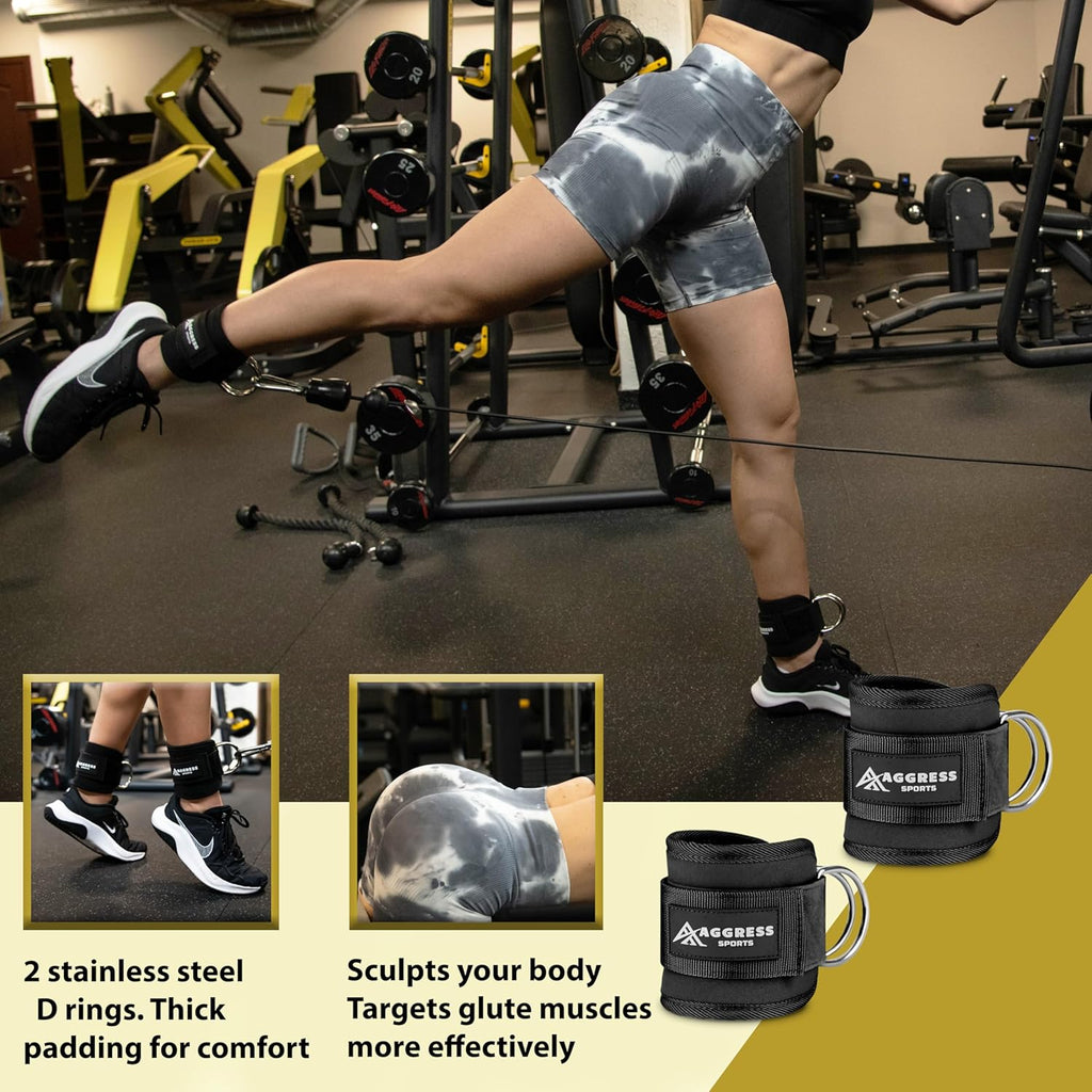 Premium Barbell Pad Set - Hip Thrust & Squat Pad with Ankle Straps & Resistance Bands | Gym Accessories for Women