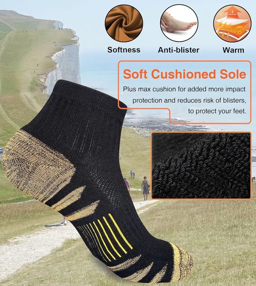 Heyoboy Women's Ankle Hiking Socks - Anti-Blister, Thick Cushioned, Moisture-Wicking | 5 Pairs