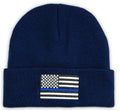 Chacon Tactical Patriotic Black Acrylic Beanie Hat (Acrylic, Thin Blue Line - Navy Blue)
