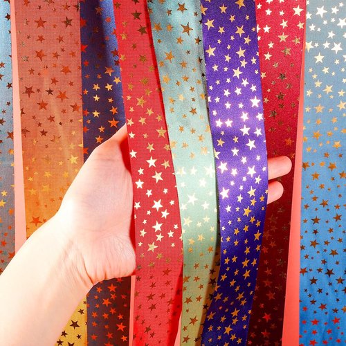 Gold Stars Dance Ribbons - 12-Pack Rainbow Streamers for Kids' Birthday & Patriotic Parties